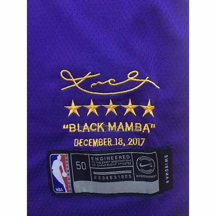 Camiseta Los Angeles Lakers Kobe Bryant NO 24 Retirement Violeta